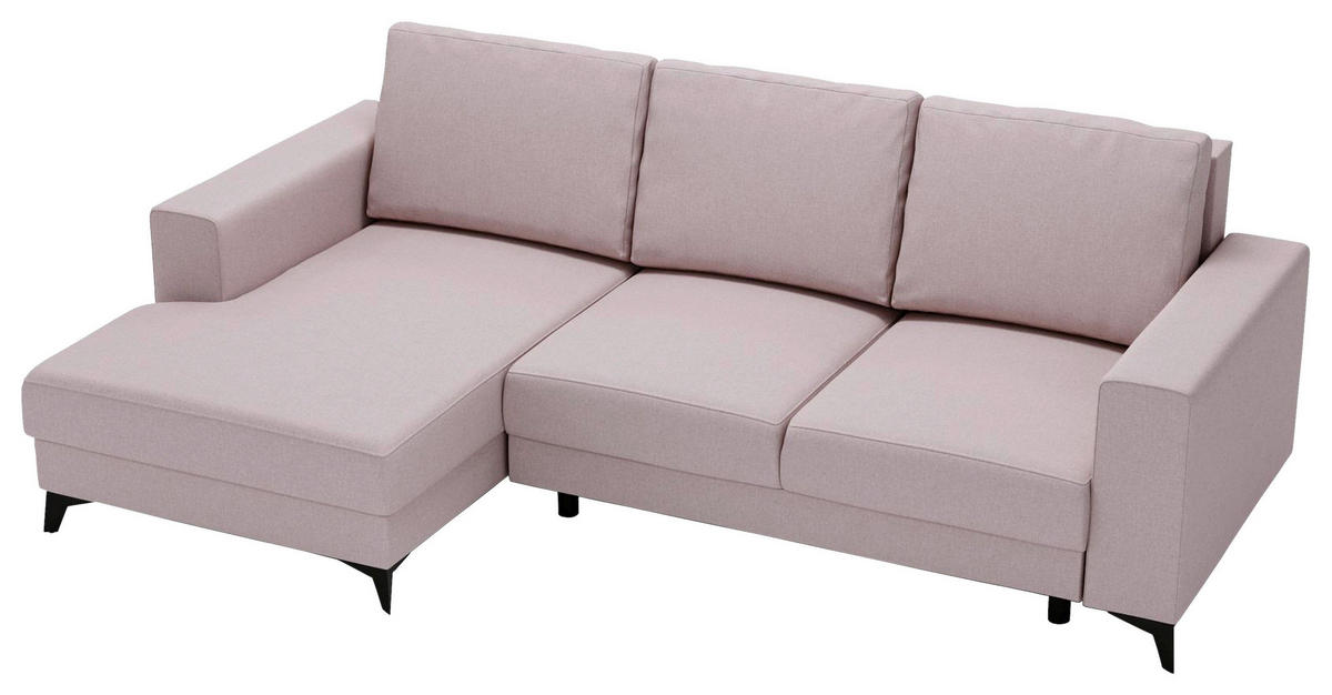 ECKSOFA in Flachgewebe Rosa  - Schwarz/Rosa, Design, Textil/Metall (156/244cm) - Livetastic