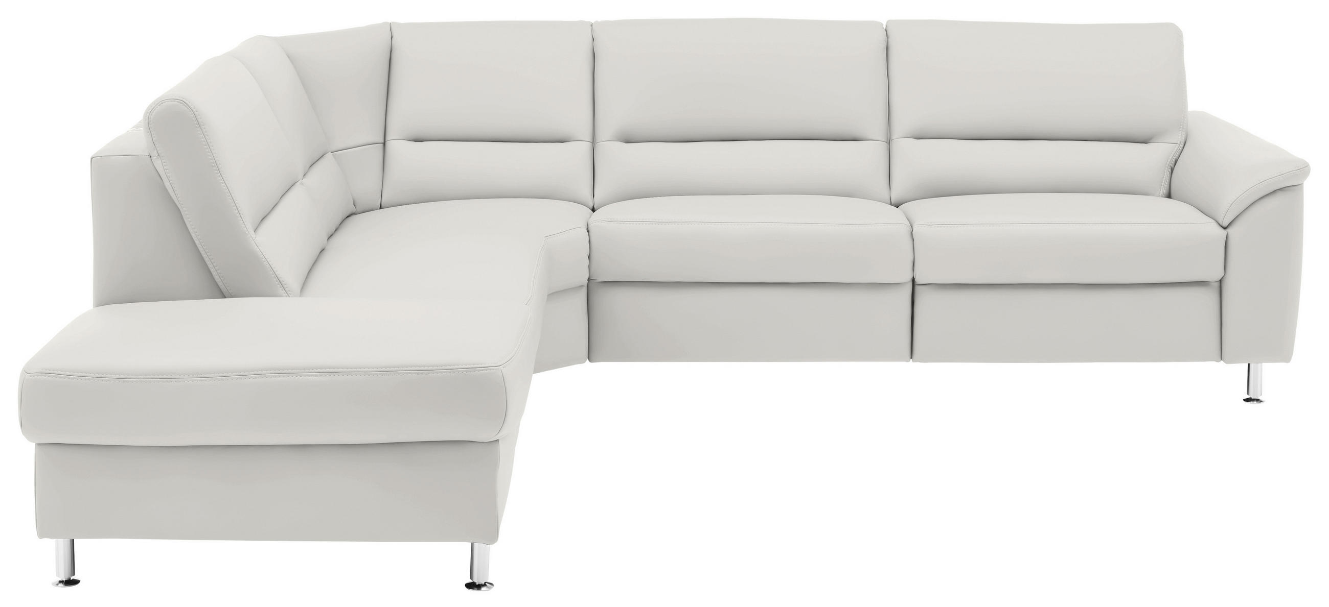 ECKSOFA in Echtleder Weiss  - Weiss/Alufarben, Basics, Leder/Metall (249/290cm) - Beldomo Premium