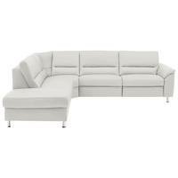 ECKSOFA in Echtleder Weiss  - Weiss/Alufarben, Basics, Leder/Metall (249/290cm) - Beldomo Premium