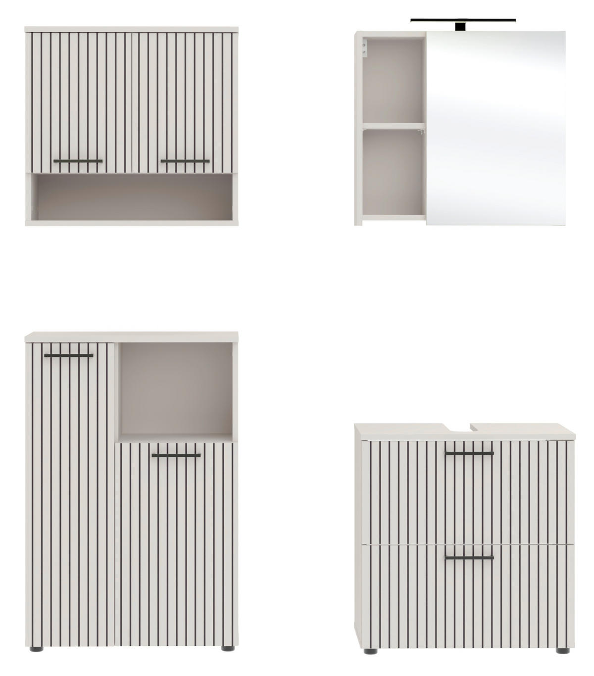 Baie 4 piese, 135 cm - cașmir/negru, Trend, sticlă/metal (135cm) - Respekta