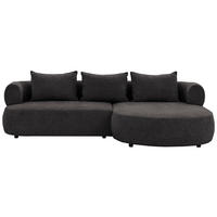 ECKSOFA FERRO in Chenille Schwarz  256/156 cm  - Schwarz, Design, Kunststoff/Textil (256/156cm) - Livetastic