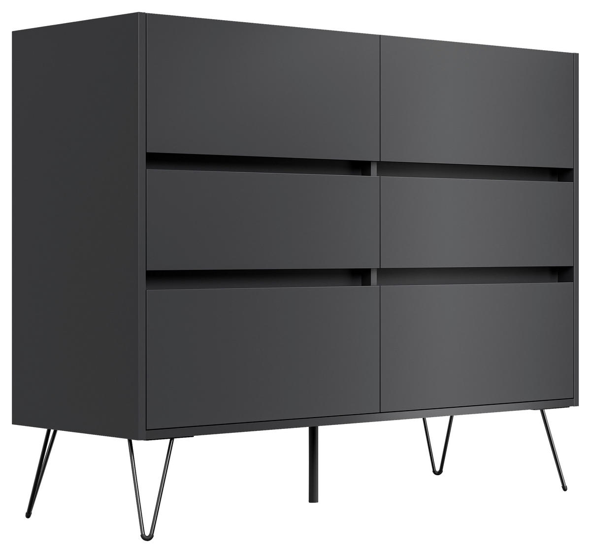 SIDEBOARD Posseik Industrial 120/93,6/42 cm 6 Schublade(n)  - Graphitfarben/Schwarz, Design, Holzwerkstoff/Metall (120/93,6/42cm) - P & B