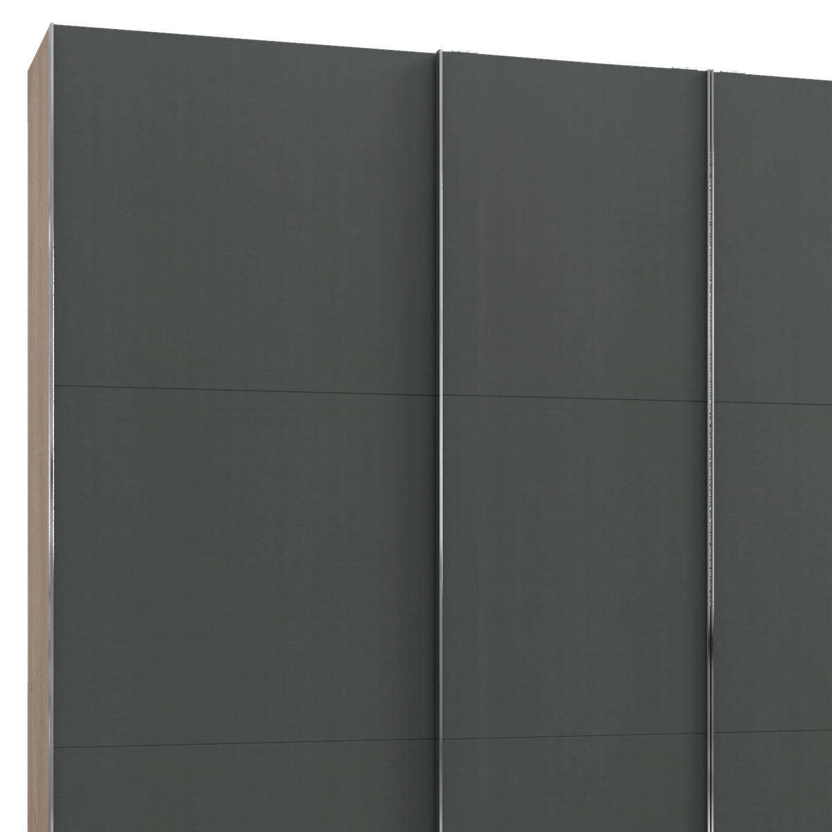 SCHWEBETÜRENSCHRANK in Graphitfarben, Eichefarben  - Chromfarben/Eichefarben, Basics, Holzwerkstoff/Metall (350/216/65cm) - MID.YOU