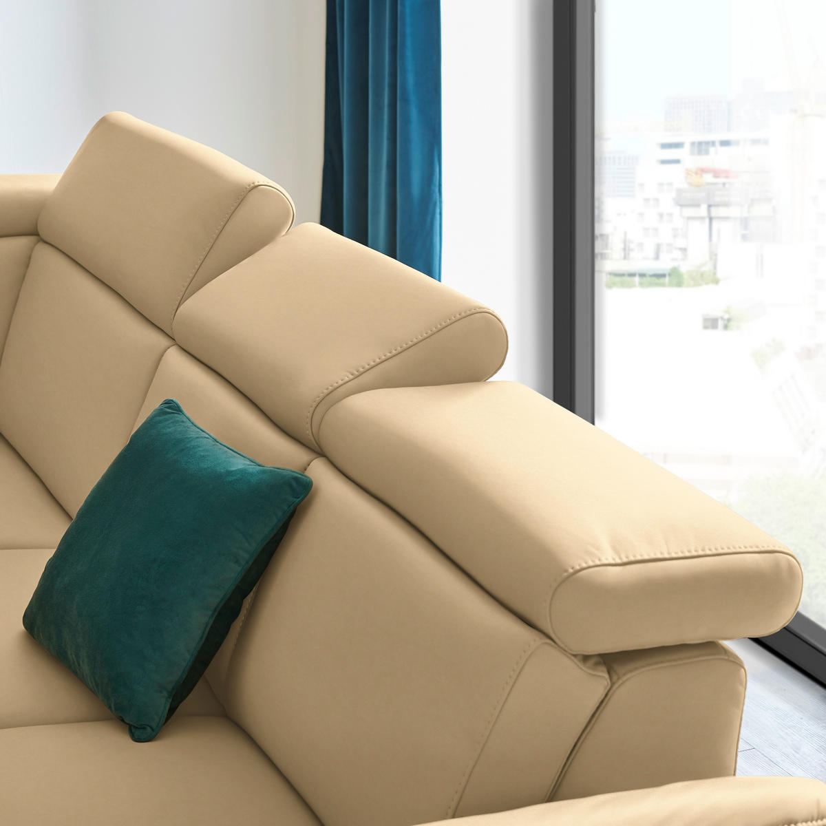 ECKSOFA in Echtleder Beige  - Beige/Schwarz, Design, Leder/Metall (239/285cm) - Cantus