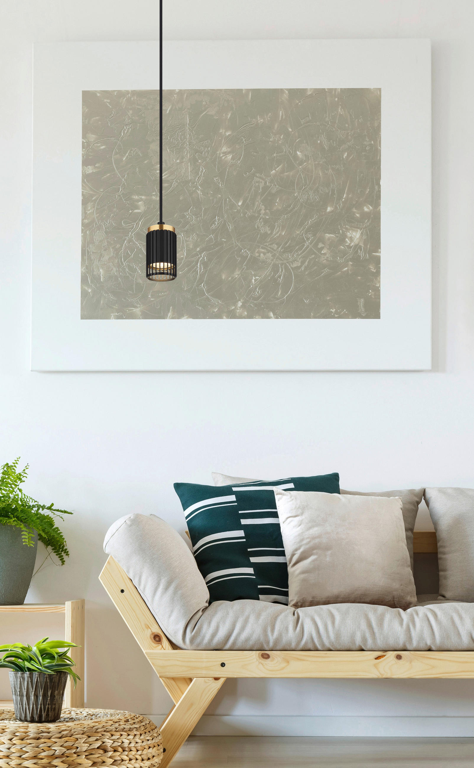 HÄNGELEUCHTE KORBEN 10/120 cm   - Goldfarben/Schwarz, Design, Kunststoff/Metall (10/120cm) - Globo