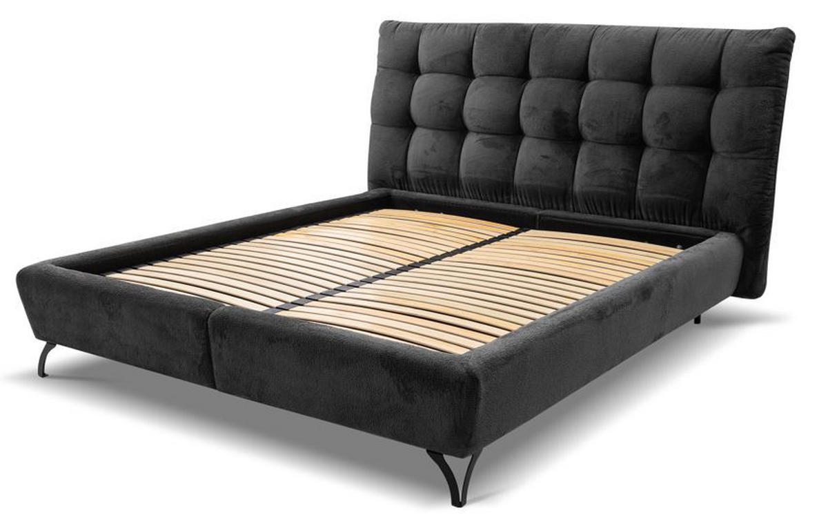 PAT TAPIțAT  in antracit  - antracit/negru, Modern, lemn/metal (160/200cm) - Esposa