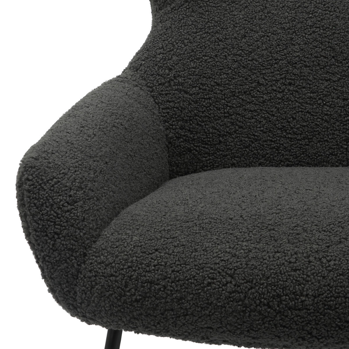 SESSELSET in Teddystoff Anthrazit  - Anthrazit/Schwarz, MODERN, Textil/Metall (79/103/82cm) - Livetastic