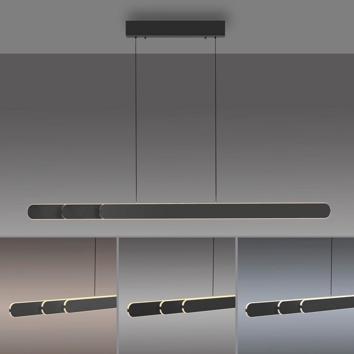 LED-PENDELLEUCHTE 160/5,5/180 cm  - Schwarz, Design, Kunststoff/Metall (160/5,5/180cm) - Schöner Wohnen