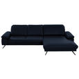 ECKSOFA Rivello in Echtleder Dunkelblau  328/193 cm  - Schwarz/Dunkelblau, Design, Leder/Metall (328/193cm) - Dieter Knoll