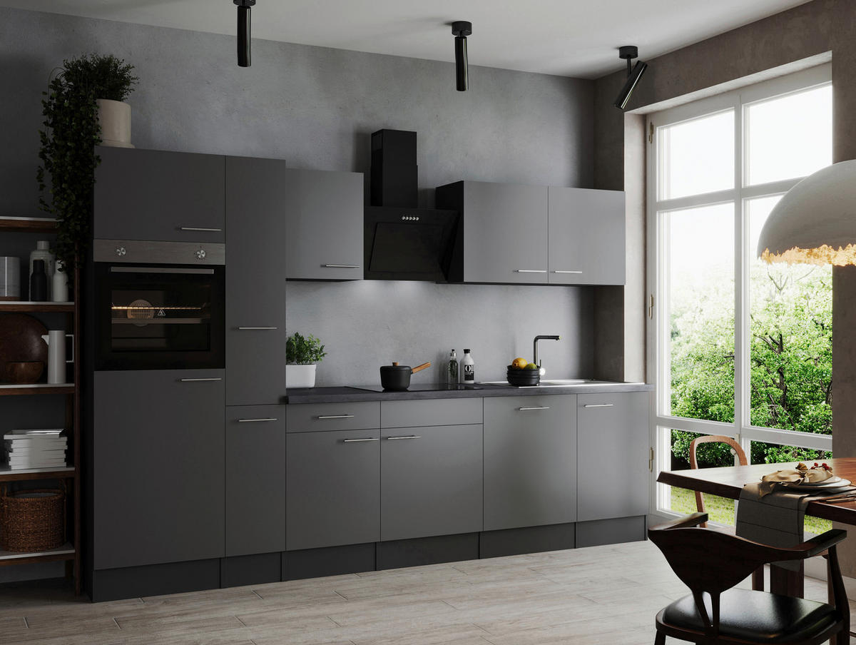 MODULKÖK 310 cm   i grå  - silver/grå, Design, metall/trämaterial (310cm) - Respekta