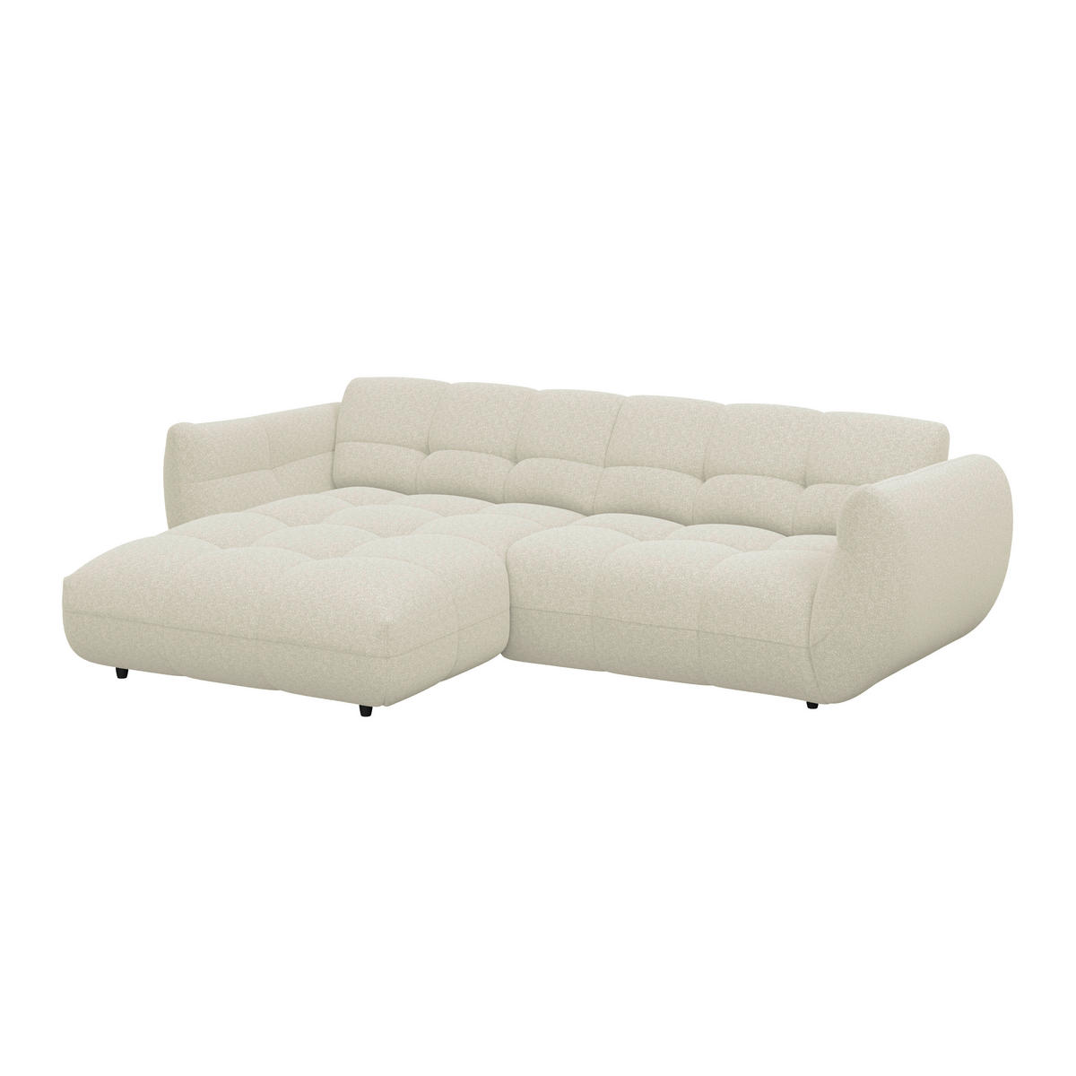 ECKSOFA Elfenbein Chenille  - Elfenbein/Dunkelgrün, Trend, Kunststoff/Textil (178/280cm) - MID.YOU