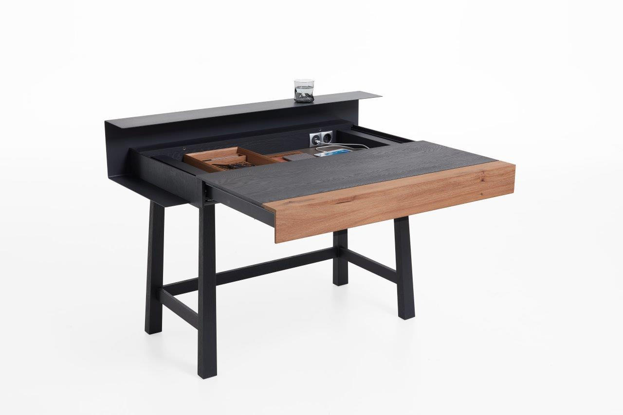 SEKRETÄR Anthrazit, Eichefarben 120/87/60 cm - Eichefarben/Anthrazit, KONVENTIONELL, Holz/Metall (120/87/60cm) - Schöner Wohnen
