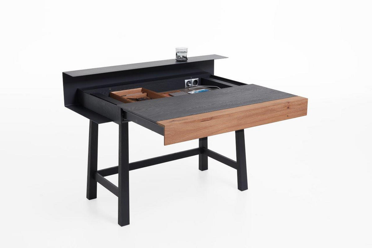 SEKRETÄR Anthrazit, Eichefarben  120/87/60 cm  - Eichefarben/Anthrazit, KONVENTIONELL, Holz/Metall (120/87/60cm) - Schöner Wohnen