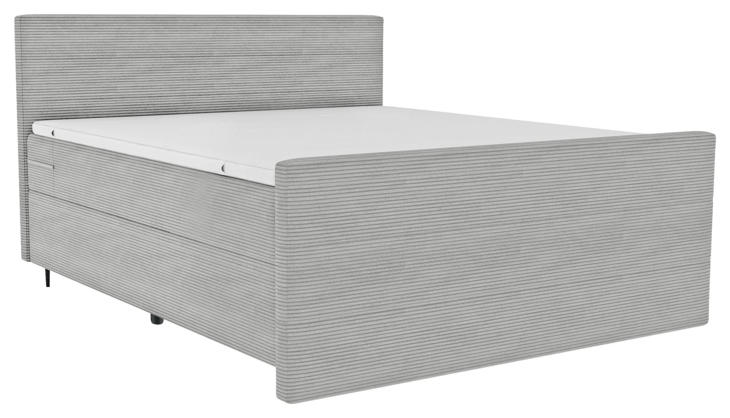 BOXSPRINGBETT 180/200 cm  in Hellgrau  - Hellgrau/Schwarz, Konventionell, Textil/Metall (180/200cm) - Carryhome