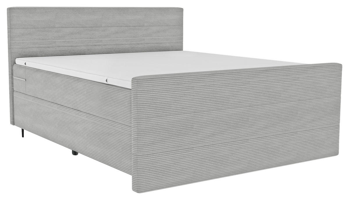 BOXSPRINGBETT 180/200 cm  in Hellgrau  - Hellgrau/Schwarz, Konventionell, Textil/Metall (180/200cm) - Carryhome