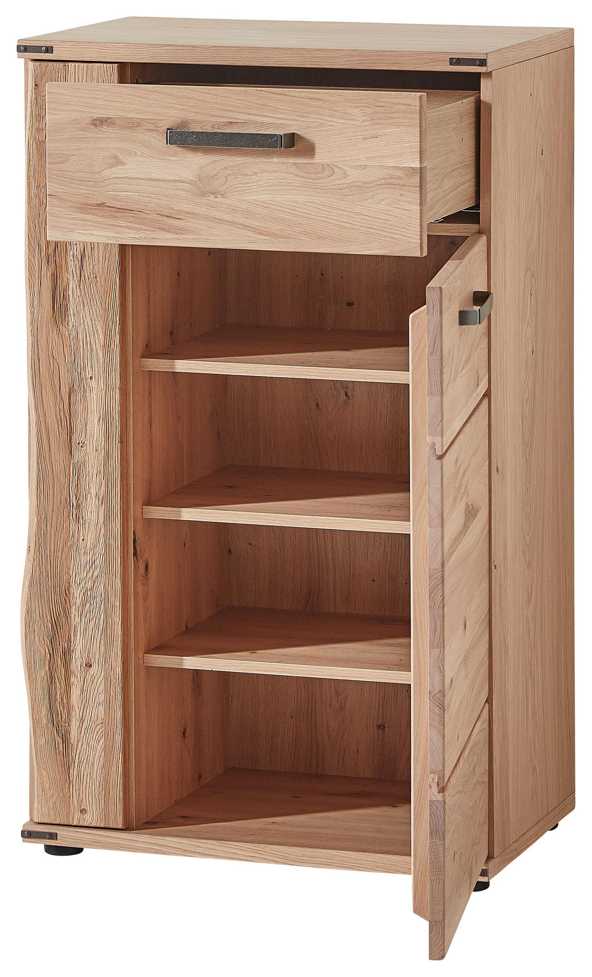 SCHUHSCHRANK Wildeiche furniert, massiv Eichefarben  - Eichefarben/Schwarz, Natur, Holz/Holzwerkstoff (65/109/41cm)