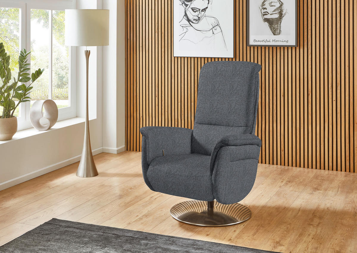 RELAXSESSEL Textil Anthrazit  - Edelstahlfarben/Anthrazit, Konventionell, Textil/Metall (79/112/94cm) - Beldomo Premium