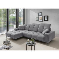 ECKSOFA NESTO Dunkelgrau Chenille Zierkissen, Kopfteilverstellung, Sitztiefenverstellung  - Dunkelgrau/Schwarz, Basics, Textil/Metall (187/292cm) - Livetastic