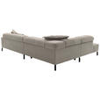 ECKSOFA Sandfarben Feincord Rücken echt, Kopfteilverstellung, Sitzvorzug  - Sandfarben/Schwarz, KONVENTIONELL, Textil/Metall (219/311cm) - Hom`in