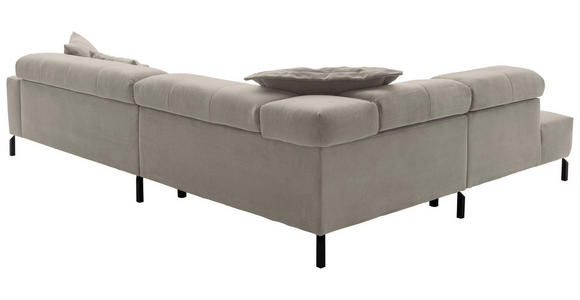ECKSOFA Sandfarben Feincord Rücken echt, Kopfteilverstellung, Sitzvorzug  - Sandfarben/Schwarz, KONVENTIONELL, Textil/Metall (219/311cm) - Hom`in