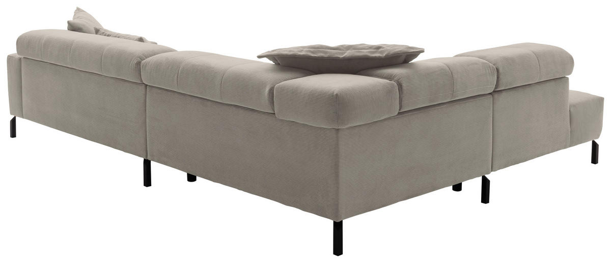 ECKSOFA in Feincord Sandfarben  - Sandfarben/Schwarz, Konventionell, Textil/Metall (219/311cm) - Hom`in