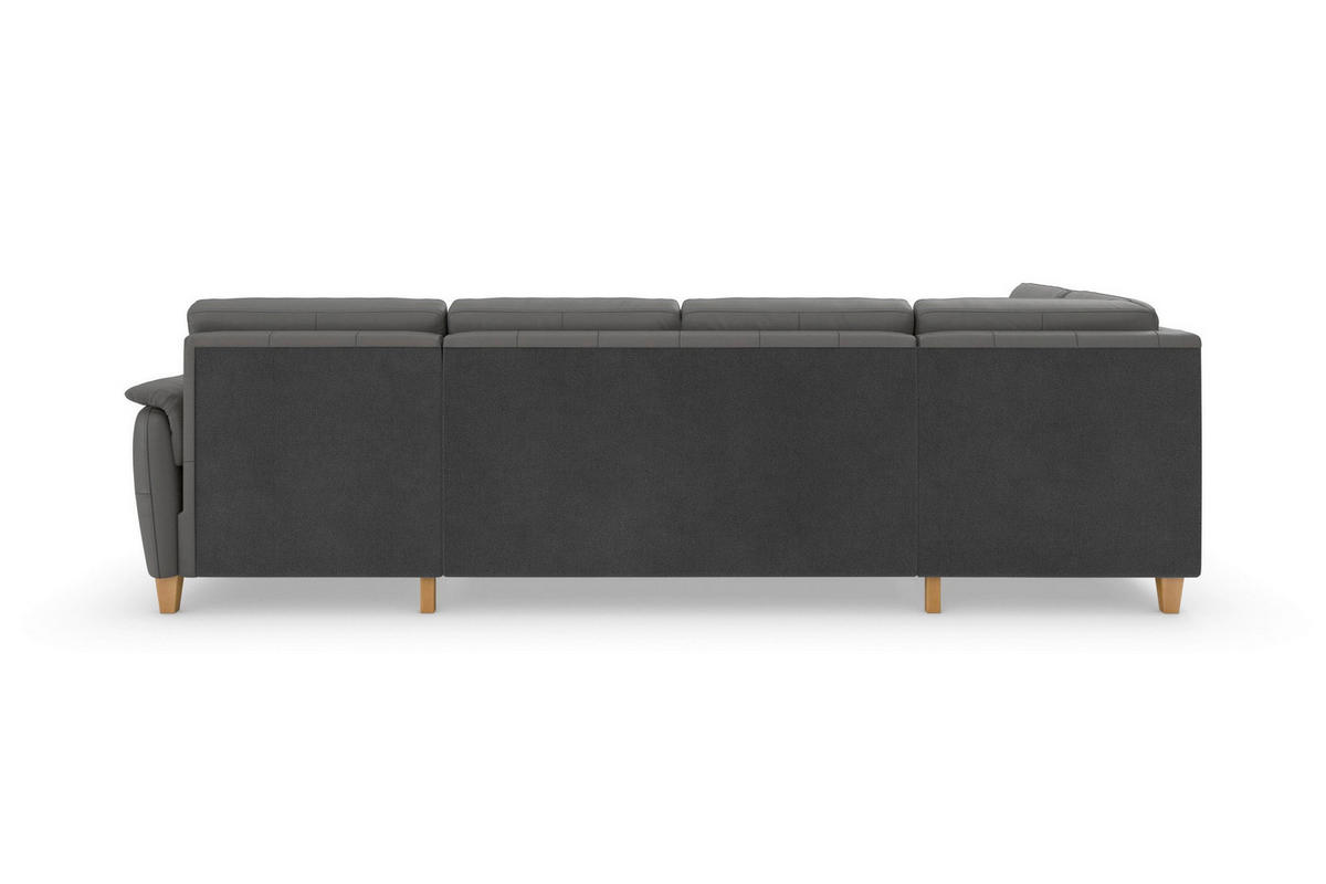 WOHNLANDSCHAFT Echtleder Mokka  - Eichefarben/Mokka, Basics, Leder/Holz (212/308/163cm) - Sit & More