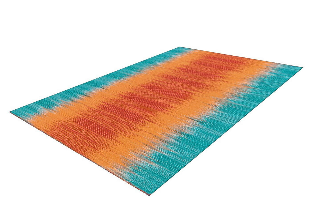 FLACHWEBETEPPICH  Wohnzimmer 90/160 cm Blau, Orange rechteckig  - Blau/Orange, Basics, Textil (90/160cm) - Kayoom