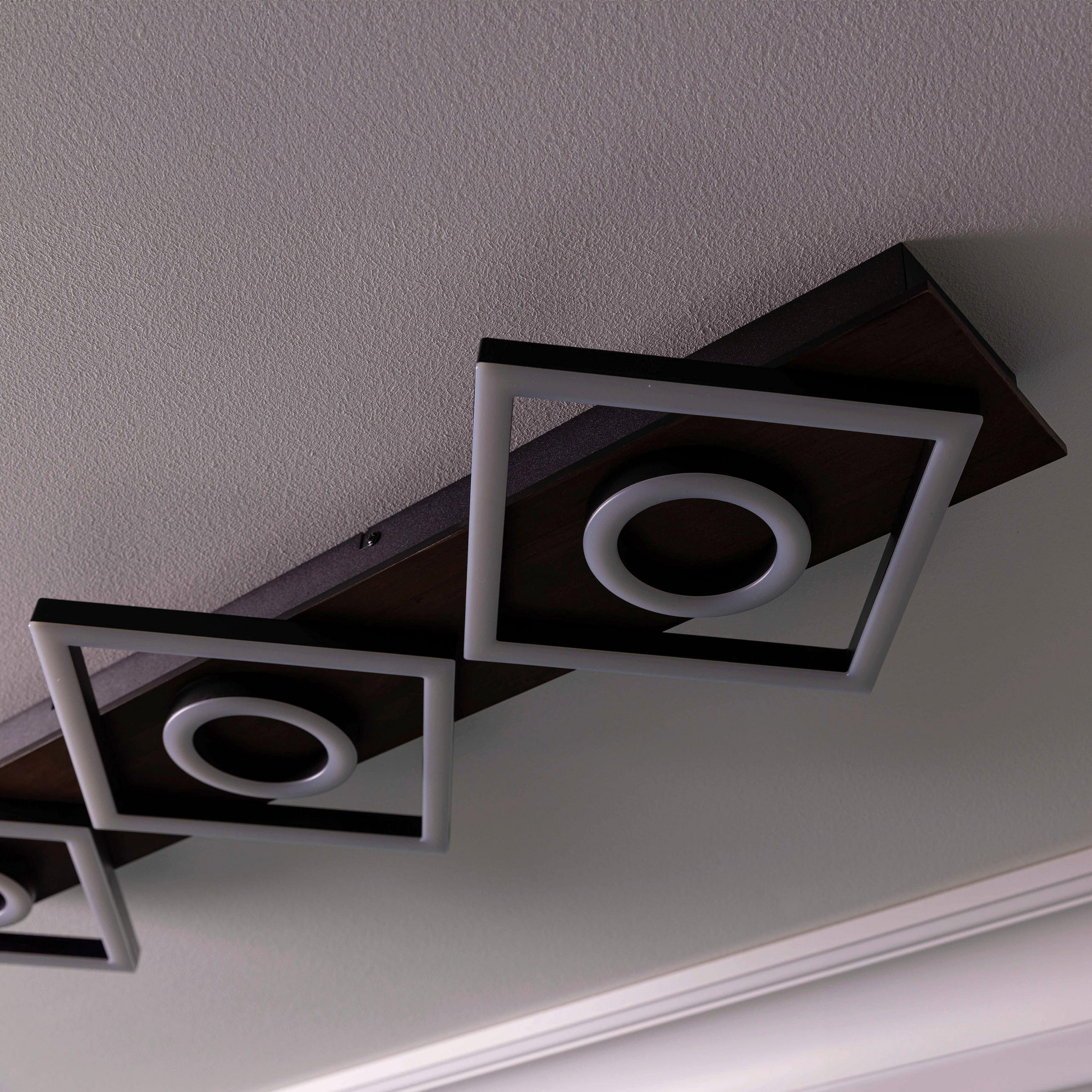 LED-DECKENLEUCHTE    88/6,5/28 cm  - Eiche dunkel/Schwarz, Design, Holz/Kunststoff (88/6,5/28cm) - Brilliant