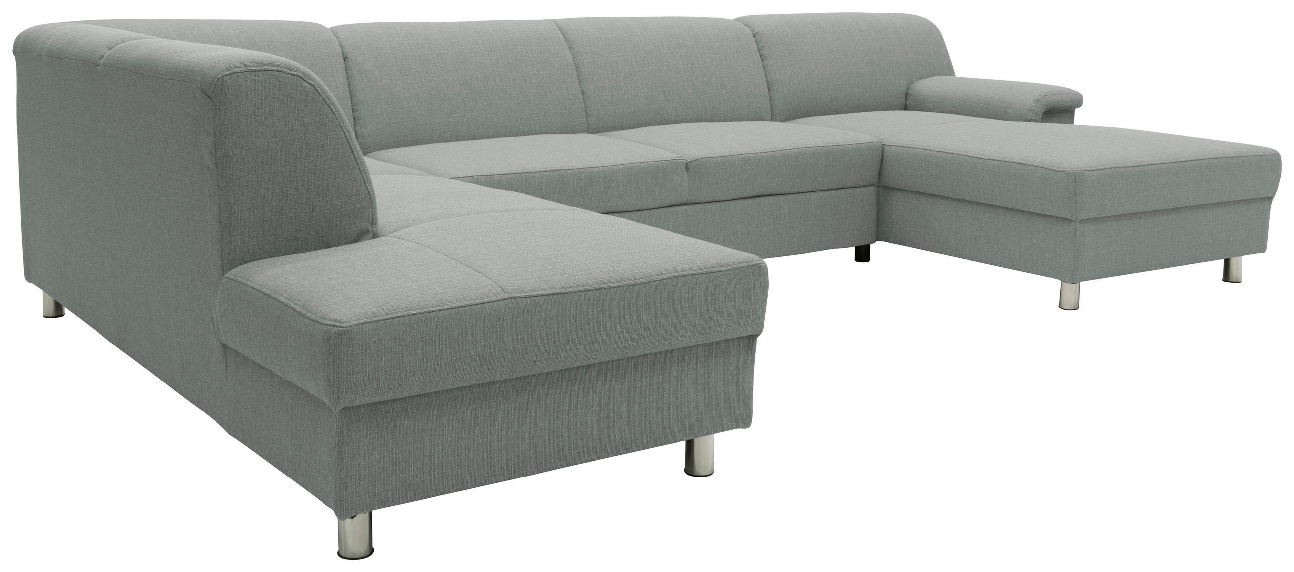 WOHNLANDSCHAFT Silberfarben Webstoff - Chromfarben/Silberfarben, KONVENTIONELL, Textil/Metall (194/308/150cm)