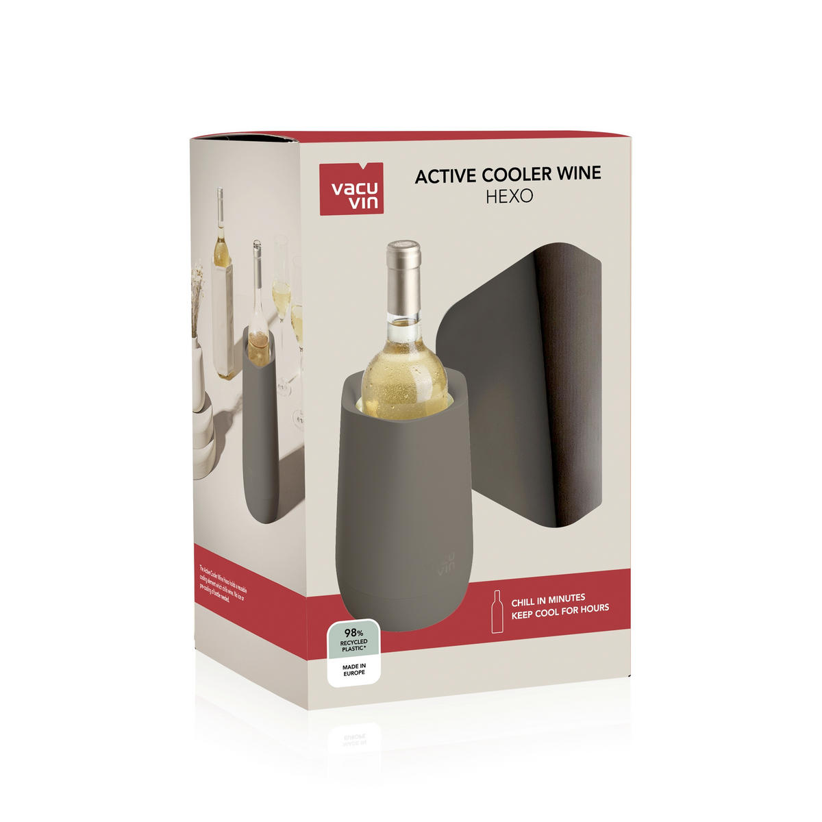 FLASCHENKÜHLER - Grau, Basics, Kunststoff (13.6/13.6/21.3cm) - Vacu Vin