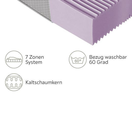 KALTSCHAUMMATRATZE 90/200 cm Höhe ca. 27 cm  - Weiß, Basics, Textil (90/200cm) - Novel