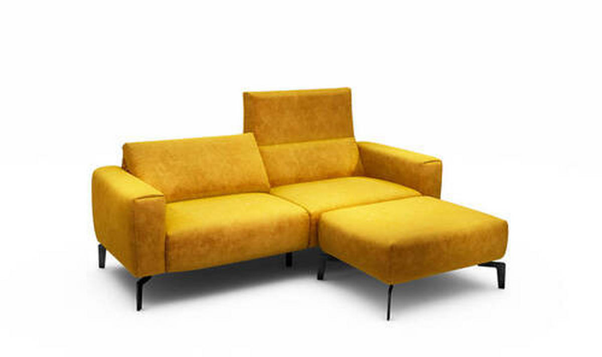 2,5-Sitzer inkl. Hocker in Samt Gelb  - Gelb/Schwarz, Design, Textil/Metall (220/86/86-94cm) - SENSOO