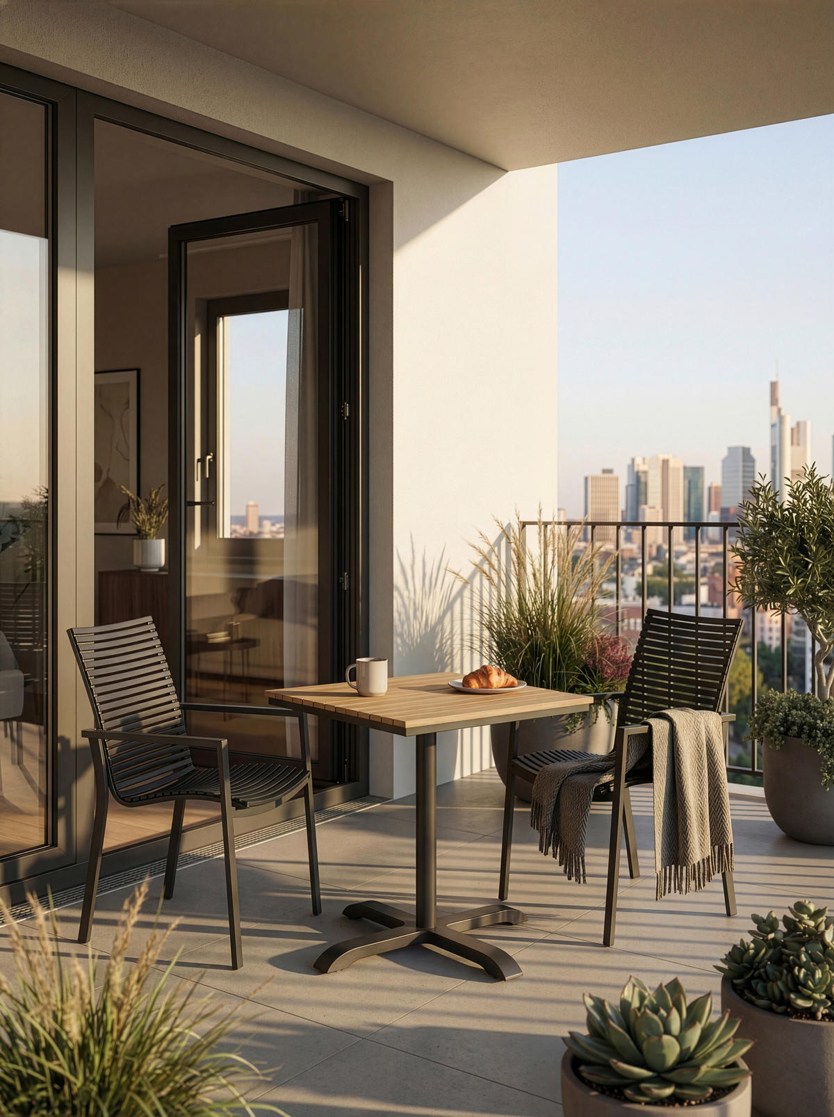 STAPELSESSEL Aluminium Anthrazit, Schwarz  - Anthrazit/Schwarz, KONVENTIONELL, Kunststoff/Metall (57,5/92/60cm) - Ambia Garden