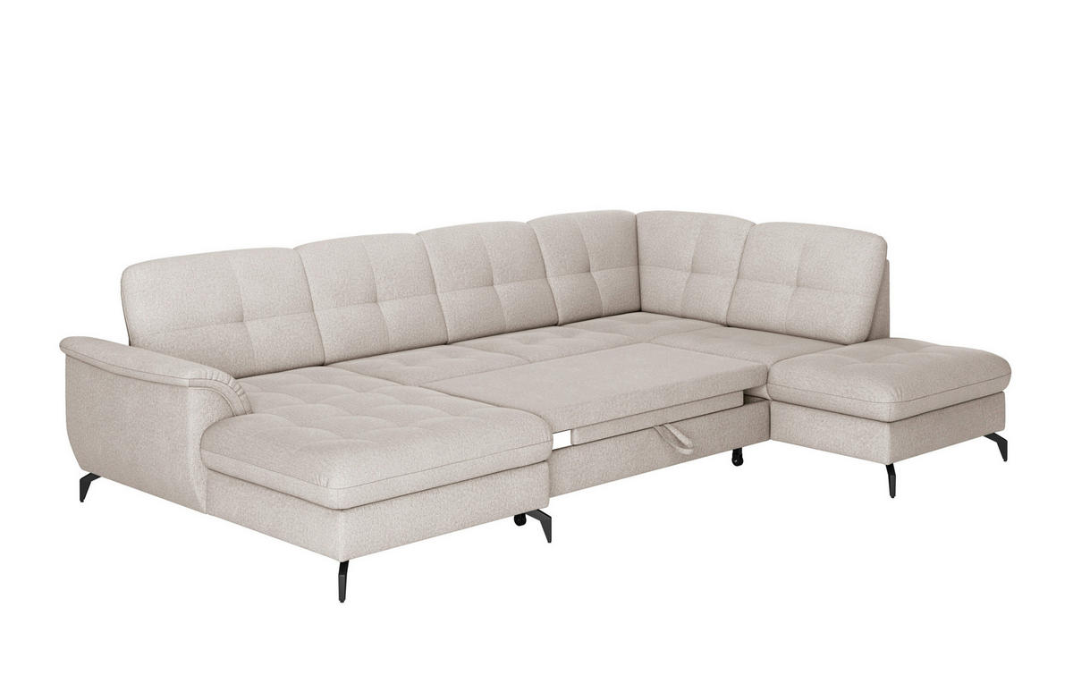 WOHNLANDSCHAFT in Flachgewebe Greige  - Greige/Schwarz, Modern, Textil/Metall (164/319/212cm) - Sit & More