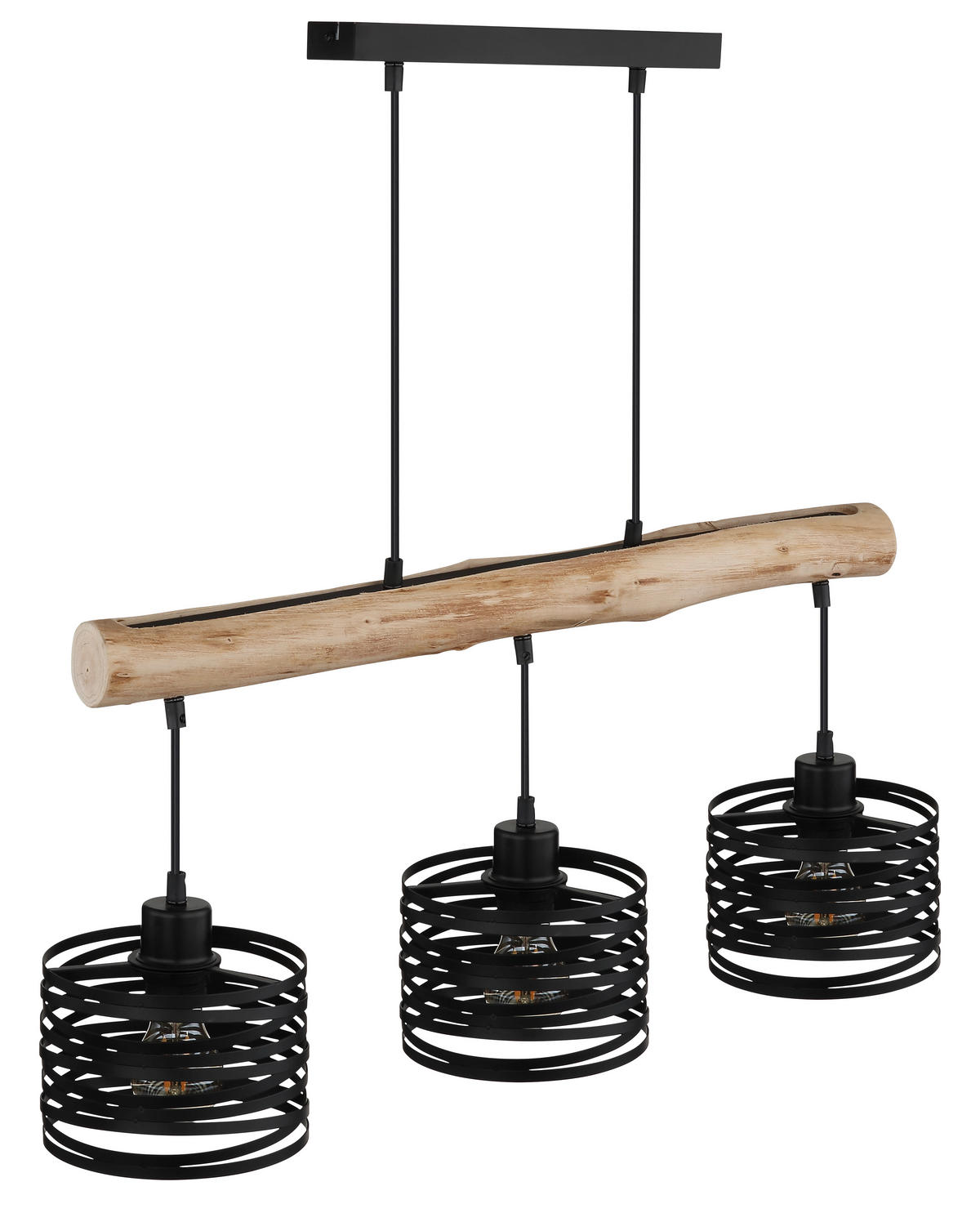 HÄNGELEUCHTE Timbera 70/17/120 cm  - Schwarz/Naturfarben, Natur, Holz/Kunststoff (70/17/120cm) - Globo