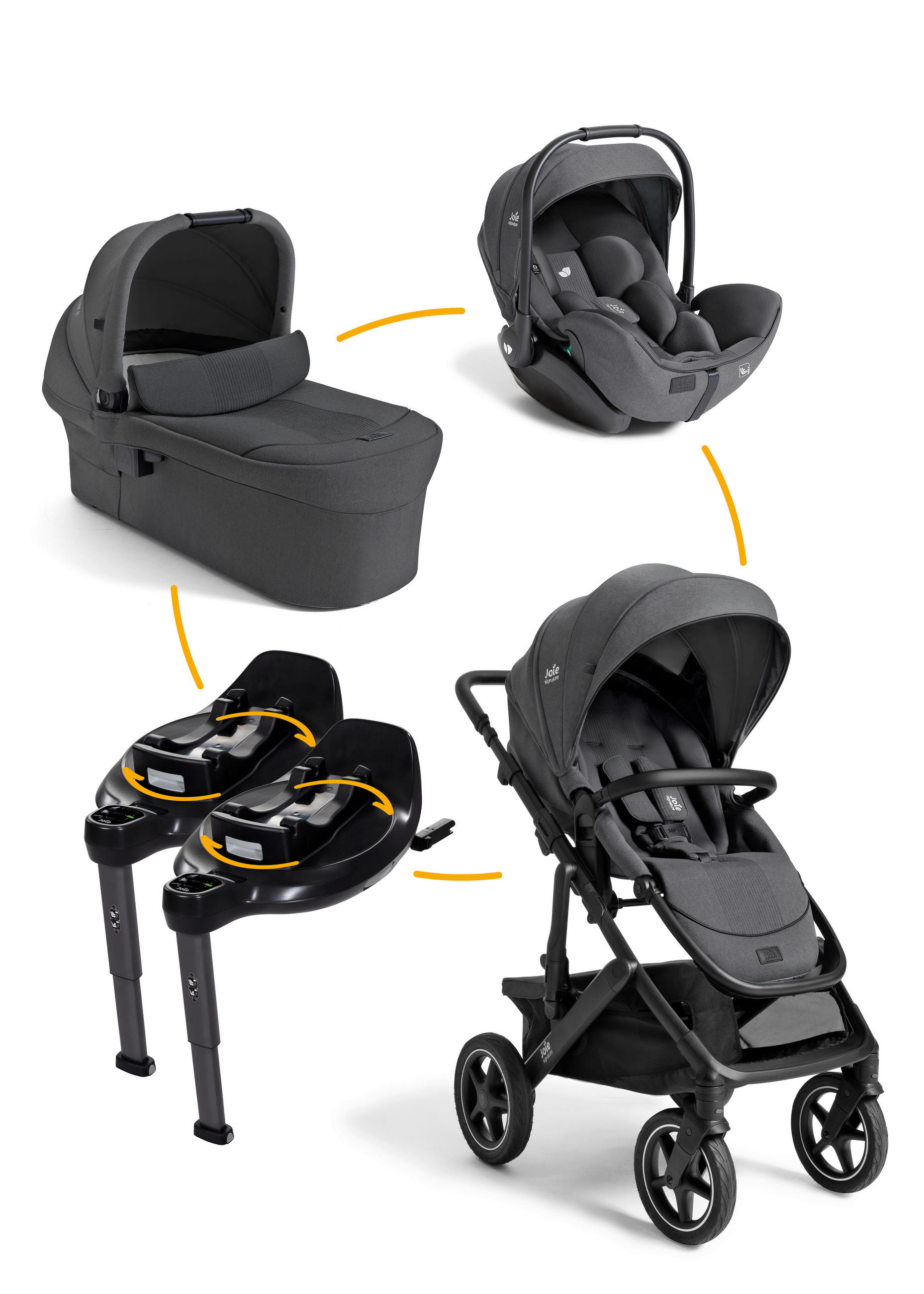 KINDERWAGENSET  Vinca Bundle  Ebony  - Blaugrau/Schwarz, Basics, Kunststoff/Metall (60/108/97cm) - JOIE SIGNATURE