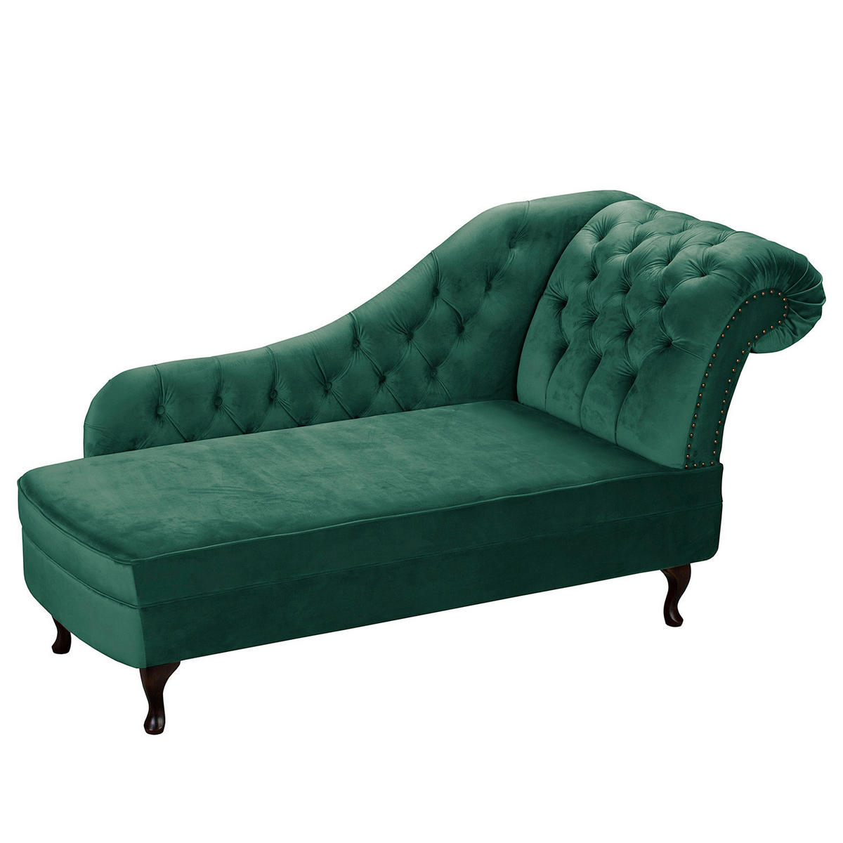 RÉCAMIERE Samt Grün  - Braun/Grün, Design, Holz/Textil (185/93/75cm) - Livetastic