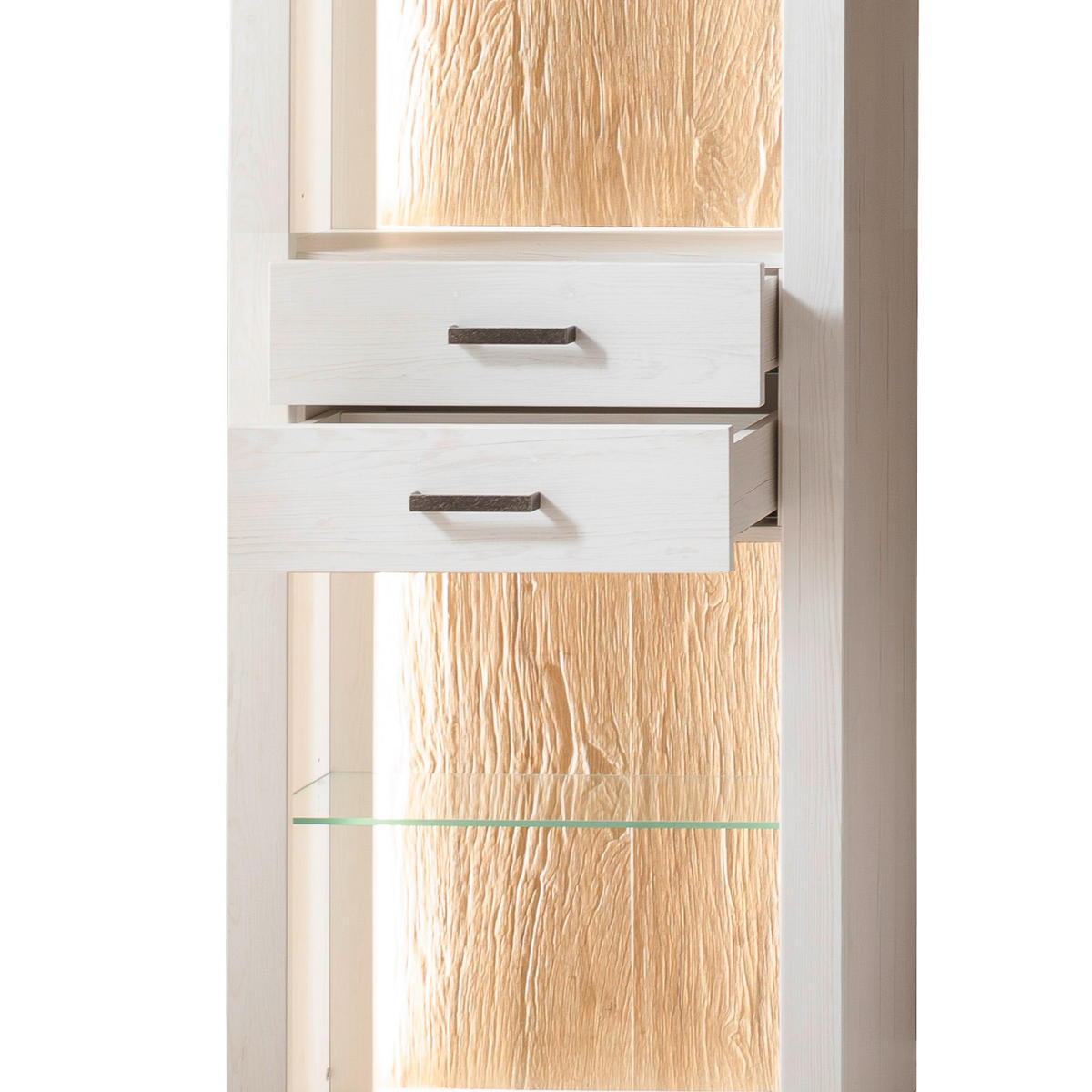 WOHNWAND  in Eichefarben, Pinienfarben  343/205/50 cm  - Eichefarben/Graphitfarben, Design, Glas/Holzwerkstoff (343/205/50cm) - MID.YOU