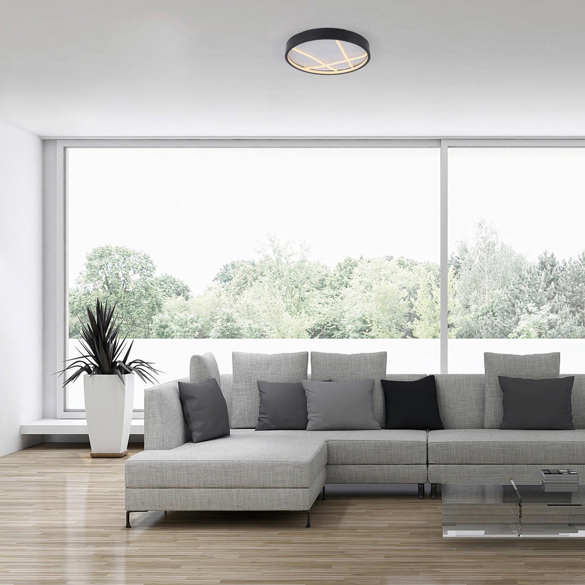 LED-DECKENLEUCHTE 40/40/4,5 cm   - Schwarz, Design, Kunststoff/Metall (40/40/4,5cm)
