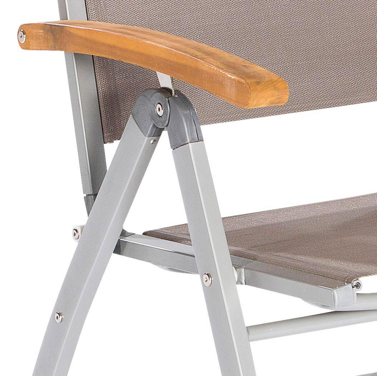 GARTENKLAPPSESSEL in Holz, Metall, Textil Grau, Akaziefarben  - Silberfarben/Akaziefarben, ROMANTIK / LANDHAUS, Holz/Textil (58,5/110,5/65cm) - Gardenson