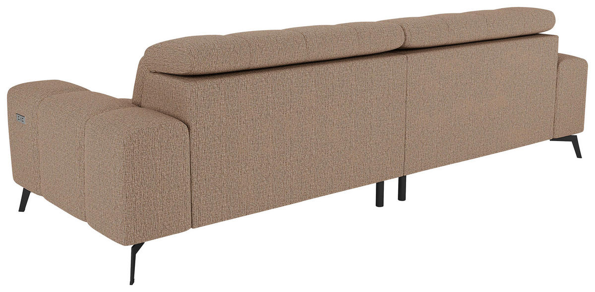 BIGSOFA Chenille Beigebraun  - Beigebraun/Schwarz, MODERN, Textil/Metall (300/112cm) - Xora