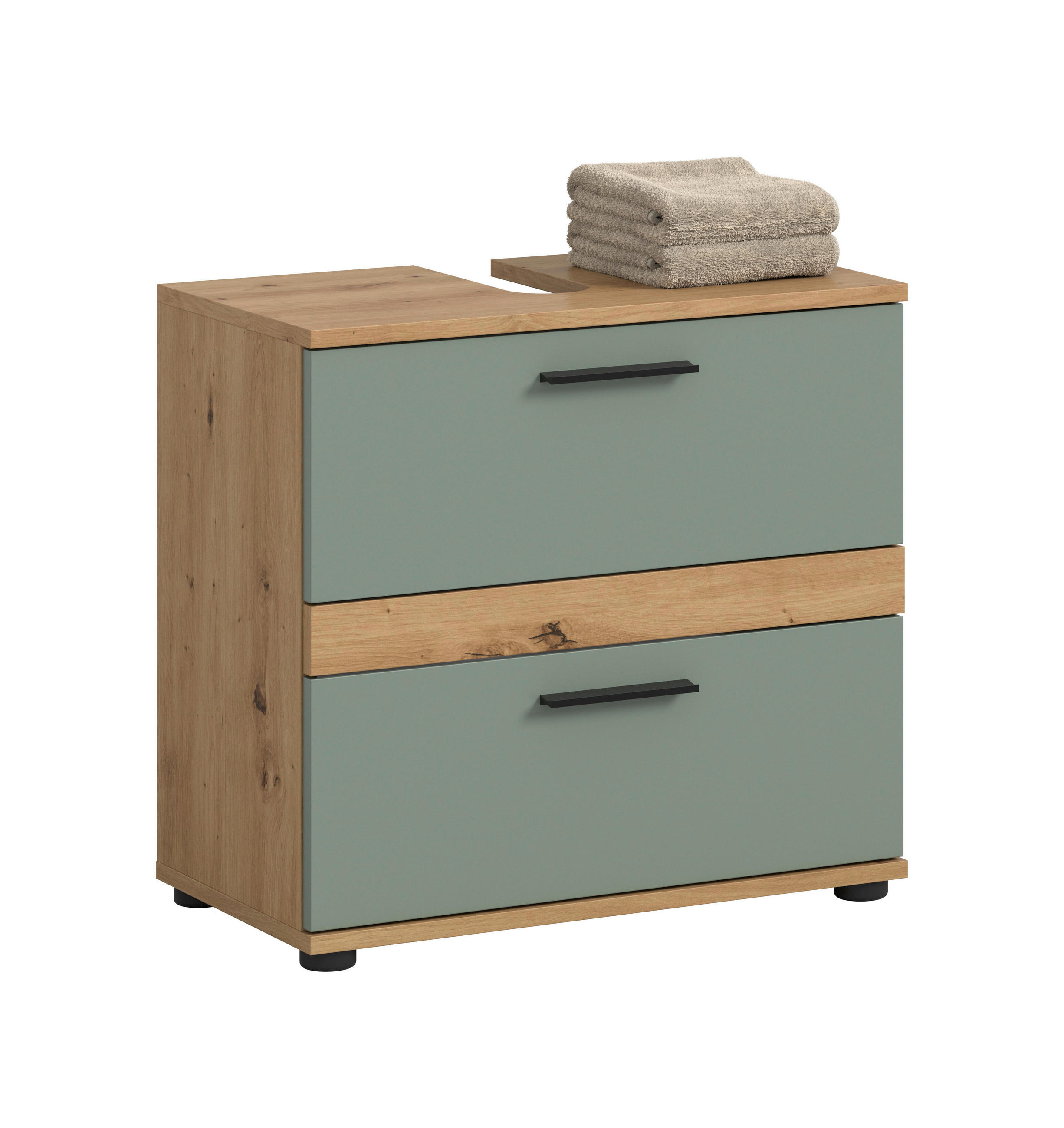 WASCHBECKENUNTERSCHRANK 60/57/34 cm  - Salbeigrün/Schwarz, Trend, Holzwerkstoff/Kunststoff (60/57/34cm) - MID.YOU
