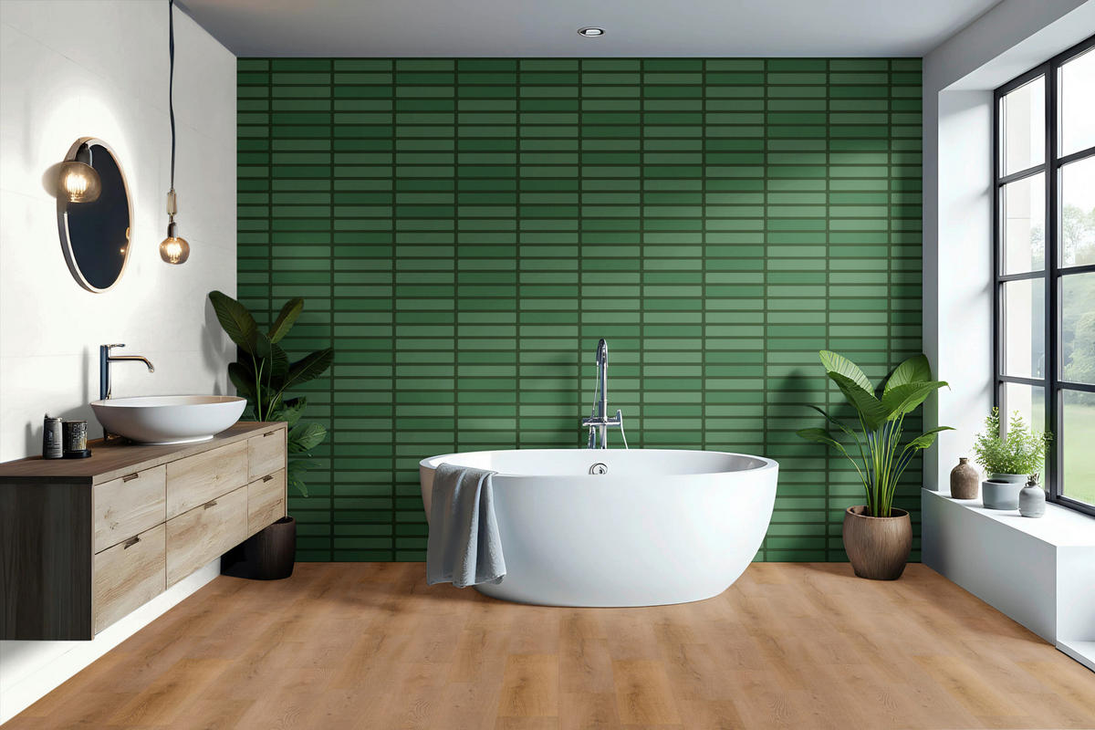 WANDPANEEL Revêt Design-Wandfliesen 3 Stück Grün  - Grün, MODERN, Kunststoff (120/60/0,37cm)