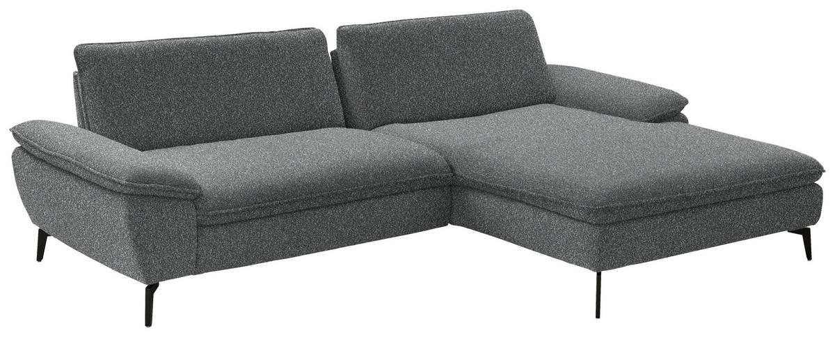 ECKSOFA in Webstoff Anthrazit  295/197 cm  - Anthrazit/Schwarz, Design, Textil/Metall (295/197cm) - Valdera