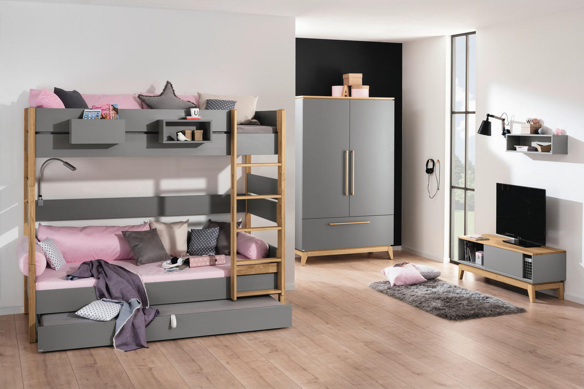 BABYKLEIDERSCHRANK Sten  - Eichefarben/Grau, Design, Holz/Holzwerkstoff (123,3/200,0/57,2cm) - Paidi