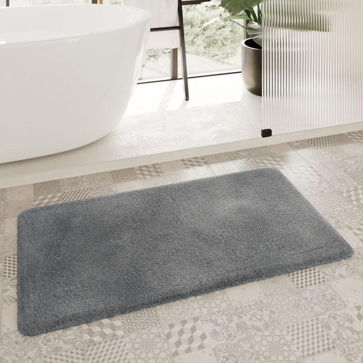 BADTEPPICH Schieferfarben 55/65 cm  - Schieferfarben, Basics, Kunststoff/Textil (55/65cm) - WECON HOME BASIC