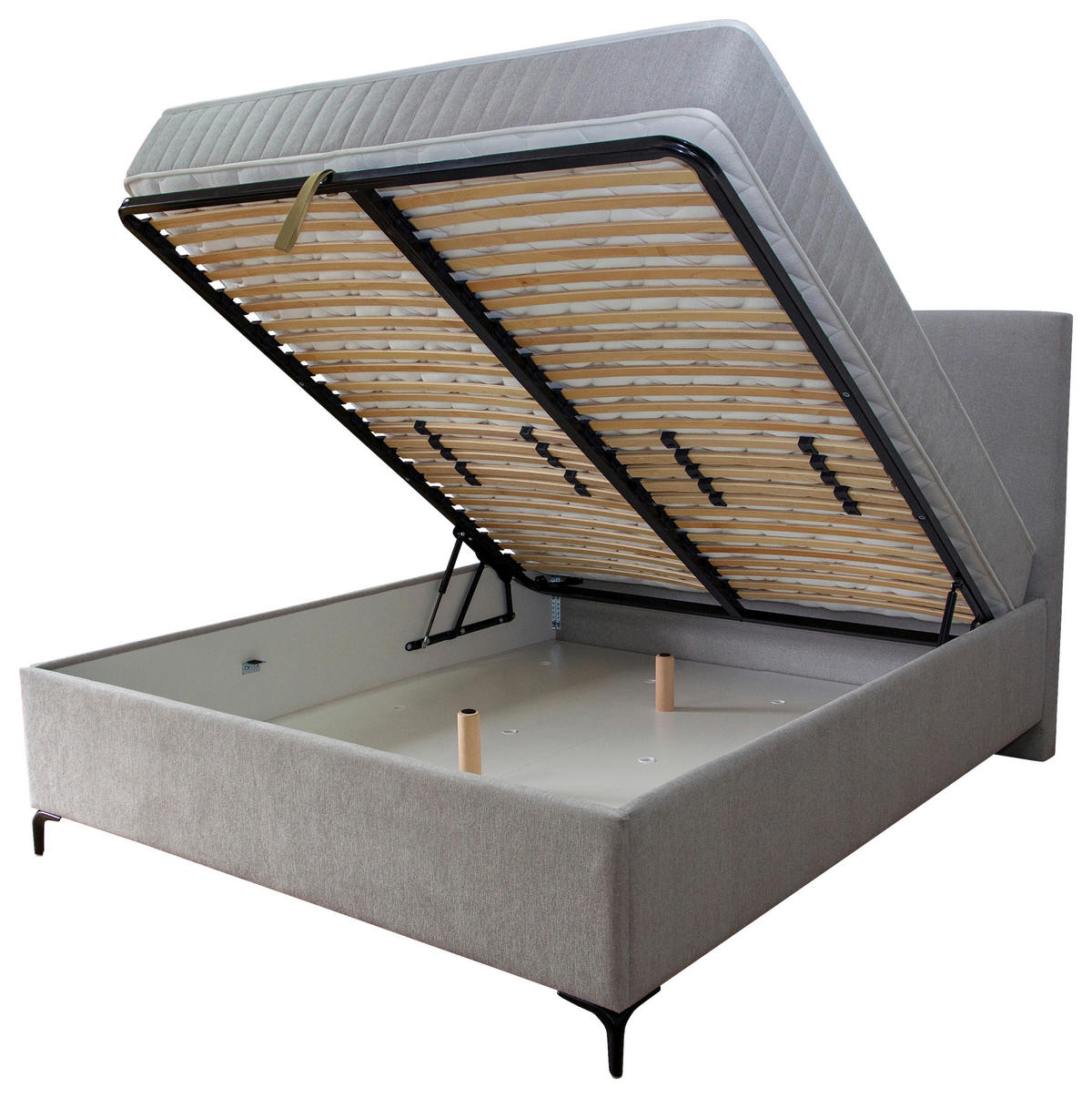 POSTELJA Z VZMETNICO   x  , leseni material  - črna, Moderno, leseni material (180/200cm) - Hespo