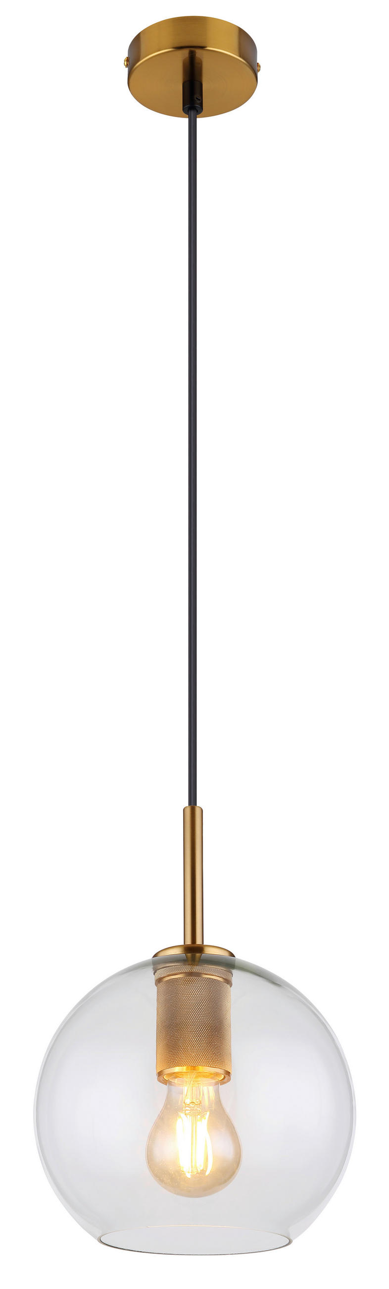 HÄNGLAMPA ADARA 20/120 cm  - klar/mässingsfärgad, Design, metall/glas (20/120cm)