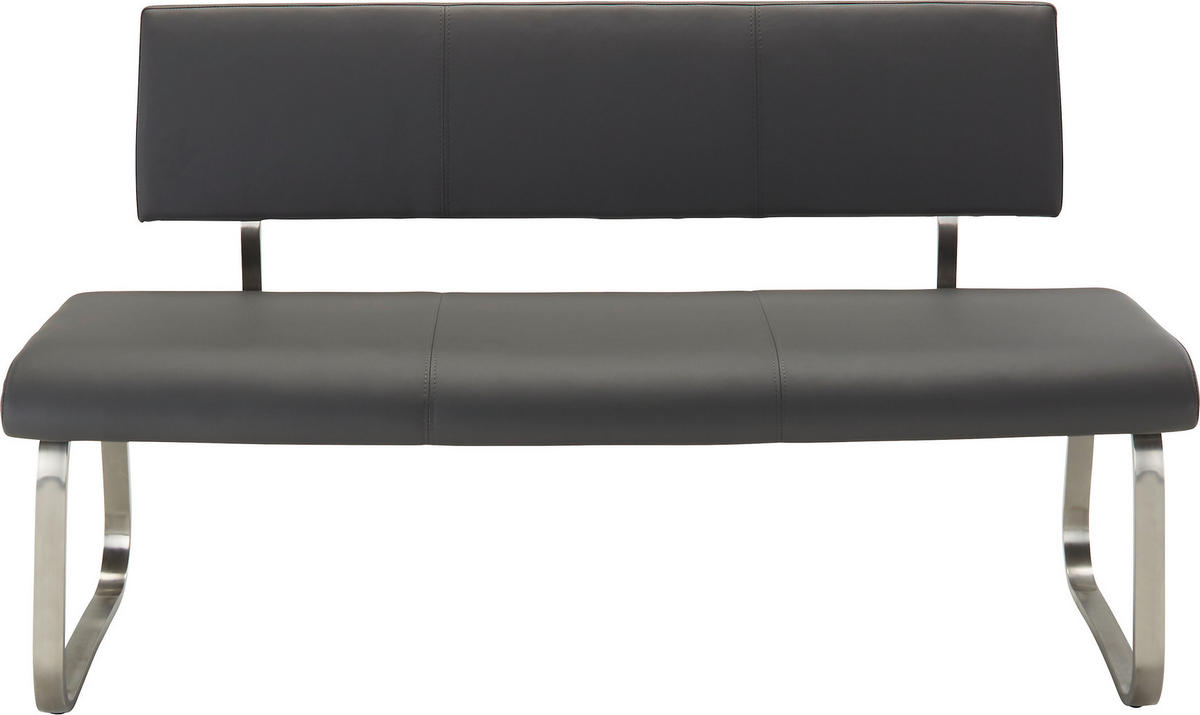 SITZBANK in Metall, Kunststoff Grau, Edelstahlfarben  - Edelstahlfarben/Grau, Design, Kunststoff/Metall (155/86/59cm) - Livetastic