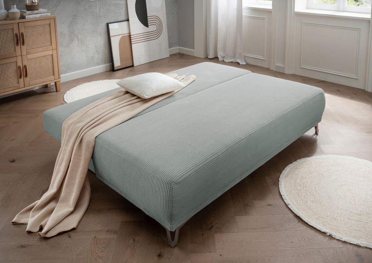 SCHLAFSOFA in Cord Hellblau  - Chromfarben/Hellblau, Modern, Textil/Metall (198/90/100cm) - Livetastic